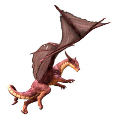 3D Rendering Fairy Tale Dragon on White