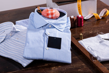 view of a tailored suit from a tailor in his studio