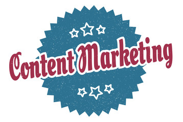 content marketing sign. content marketing round vintage retro label. content marketing