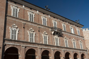 Fabriano, Marches, Italy: historic buildings by morning