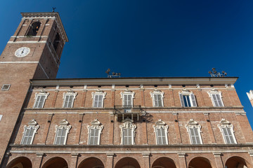 Fabriano, Marches, Italy: historic buildings by morning