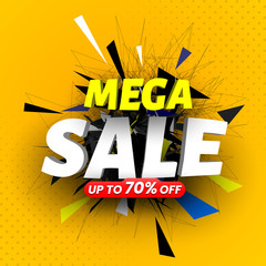 Mega sale colorful banner. Vector illustartion.