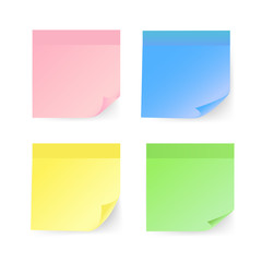 Colorful note stickers set in flat style on a white background. Vector illustration.