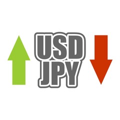 Financial market trading concept. Currency pair. Acronym JPY - Japanese Yen currency. Acronym USD - United States Dollar.