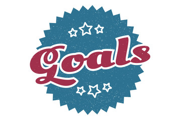 goals sign. goals round vintage retro label. goals