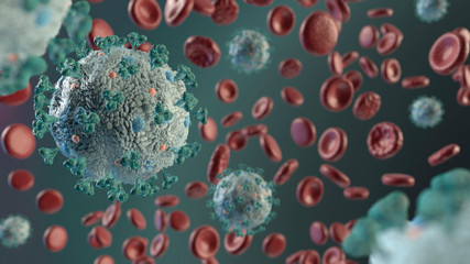 Close-up corona virus microscope image