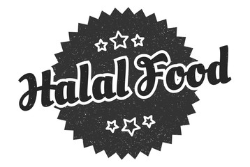 halal food sign. halal food round vintage retro label. halal food