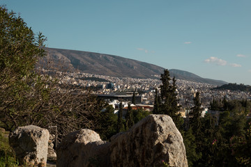 View of Athens from the top of the Acropolis in Greece