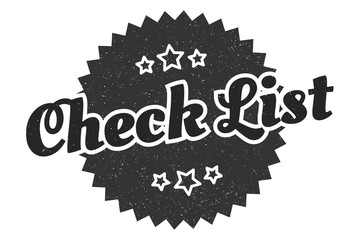 check list sign. check list round vintage retro label. check list