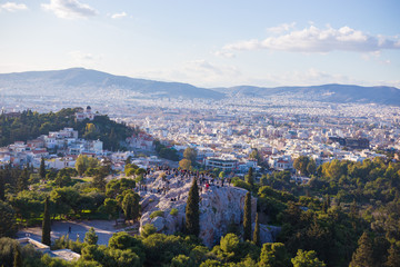 View of Athens from the top of the Acropolis in Greece