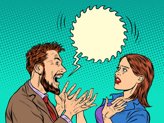 man and woman dispute emotions scream