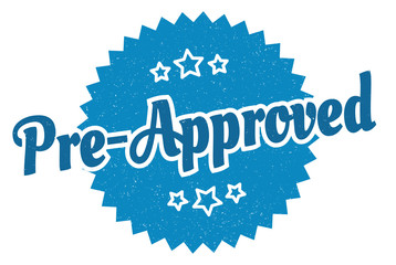 pre-approved sign. pre-approved round vintage retro label. pre-approved