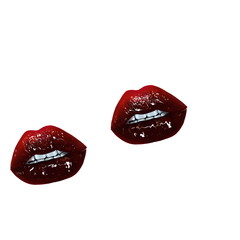 Digital Hand Painted Lips Closeup