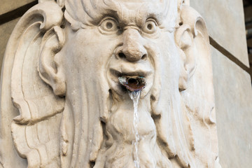 fountain in white marble in the shape of a head, piazza della signoria, Florence