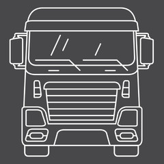 Cargo cabin truck front view.Icon for delivery services.Linear art vector outline.