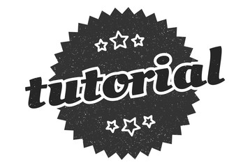 tutorial sign. tutorial round vintage retro label. tutorial