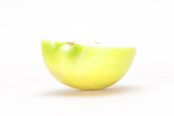 Green apple half isolated on white. Apple Clipping Path
