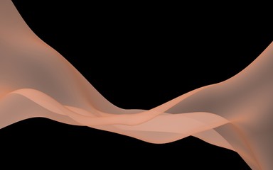 Abstract wave. Scarf. Bright ribbon on black background. Abstract smoke. Raster air background. 3D illustration