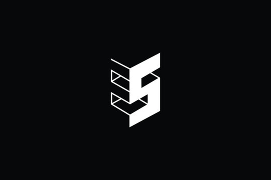 Minimal elegant monogram art logo. Outstanding professional trendy awesome artistic 3D ES SE initial based Alphabet icon logo. Premium Business logo in White color on black background