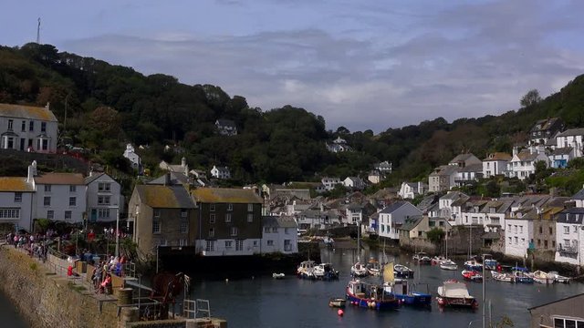 Polperro Cornwall small harbour seaside town UK 4K