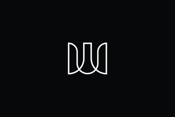Fototapeta na wymiar Minimal elegant monogram art logo. Outstanding professional trendy awesome artistic W WW WU UW initial based Alphabet icon logo. Premium Business logo in White color on black background