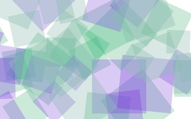 Multicolored translucent squares on white background. Green tones. 3D illustration