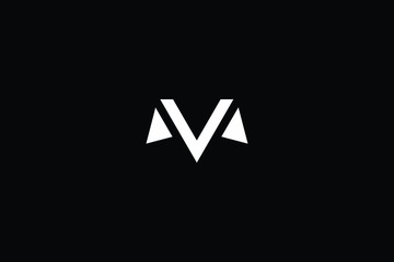 Minimal elegant monogram art logo. Outstanding professional trendy awesome artistic M MV VM initial based Alphabet icon logo. Premium Business logo in White color on black background