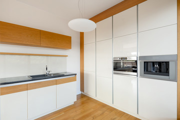 White kitchen with wooden elements