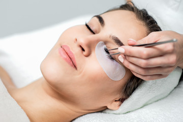 Eyelash extension procedure.