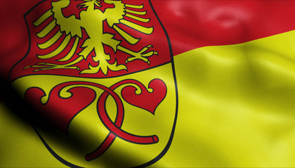 3D Waving Germany City Flag of Rietberg Closeup View