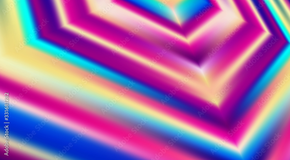 Aufkleber Multicolored neon background with hexagon. Glossy vector pattern