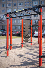 Fototapeta na wymiar Home-made street playground gym for sports