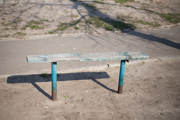 Outdoor furniture wooden bench in Kiev in Ukraine
