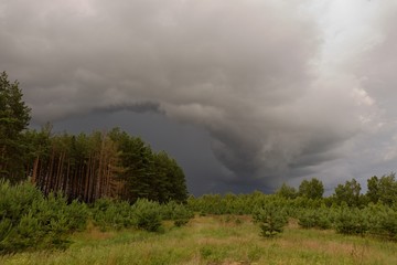 cloudy clouds over the river in summer