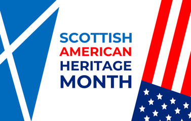 Scottish-American Heritage Month. Vector illustration, colors of the Scottish and american flags. Abstract trend design for banner, poster, card and social media. Concept with national flags.