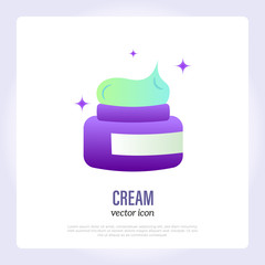 Open tube of facial cream, body moisturizer, hair mask. Gradient icon. Cosmetic procedure. Skin care. Vector illustration.