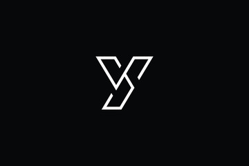 Minimal elegant monogram art logo. Outstanding professional trendy awesome artistic Y YY YS SY initial based Alphabet icon logo. Premium Business logo in White color on black background