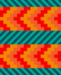 Native American ornament chevron and diagonal stripes. Seamless vector pattern in bright colors. Stock illustraion for web, print, scrapbooking, wrapping paper, textiles, bckground and wallpaper.