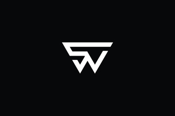 Minimal elegant monogram art logo. Outstanding professional trendy awesome artistic SN NS SW WS initial based Alphabet icon logo. Premium Business logo in White color on black background