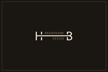 Letter HB Logo. Creative Linear Monogram with Inscription. Luxury Sign in Minimalist Style. Design Template for Business Card, Company Name, Label, Initials. Graceful Symbol. Vector illustration