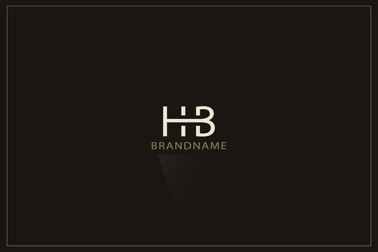 Letter HB Logo. Creative Linear Monogram with Inscription. Luxury Sign in Minimalist Style. Design Template for Business Card, Company Name, Label, Initials. Graceful Symbol. Vector illustration