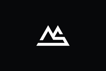Minimal elegant monogram art logo. Outstanding professional trendy awesome artistic MS SM NS SN initial based Alphabet icon logo. Premium Business logo in White color on black background