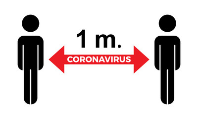 Coronavirus COVID-19 virus social distance concept. 1 meter Safety instruction