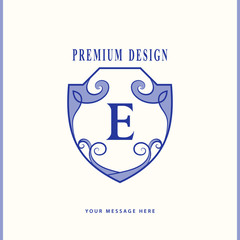 Creative Monogram. Template with letter E. Stylish Refined Emblem. Graceful Logo. Drawn Element for Book Design, Brand Name, Business Card, Restaurant, Boutique, Hotel, Invitation. Vector illustration