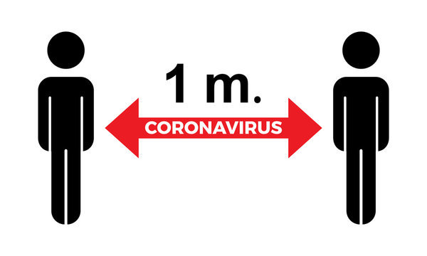 Coronavirus COVID-19 virus social distance concept. 1 meter Safety instruction