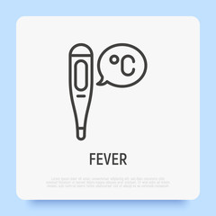 High temperature, fever. Thin line icon. Medical equipment. Vector illustration.