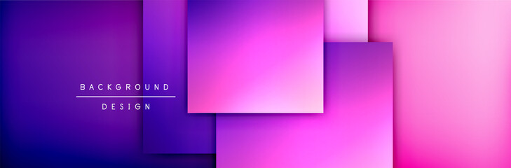 Fototapeta premium Square shapes composition geometric abstract background. 3D shadow effects and fluid gradients. Modern overlapping forms