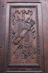 Beautiful front doors in an old European building