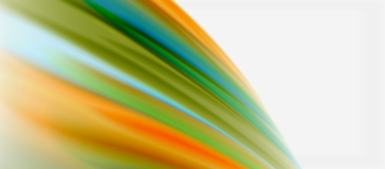 Wave lines abstract background, smooth silk design with rainbow style colors. Liquid fluid color waves. Vector Illustration