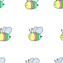 bee vector pattern LGBT print. Gay pride LGBT  colors Bee in cartoon style.Logo symbol vector.Bee Print for t shirt, cup, textile,wrapping paper,print, wallpaper